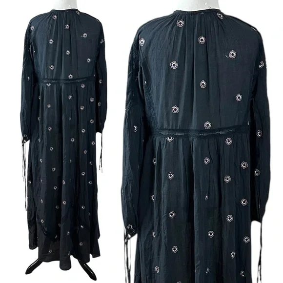 Free People Witchy Bohemian Maxi Dress Black NEW Stevie Nicks Small Festival
